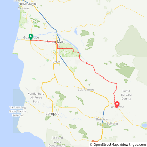 Cycling Guadalupe to Los Olivos Route
